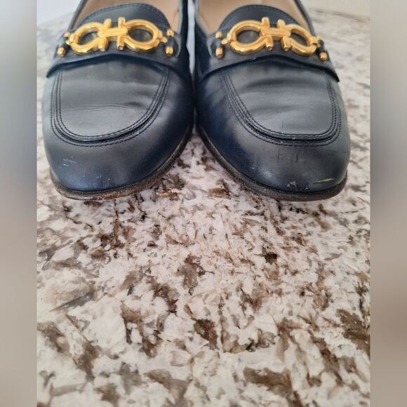 Salvatore Ferragamo Blue ‎ Leather Flat Size 8 AA - Picture 2 of 14